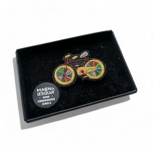 Hand Embroidered Bicycle Pin